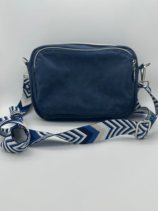 Blue Faux Suede Double Zip